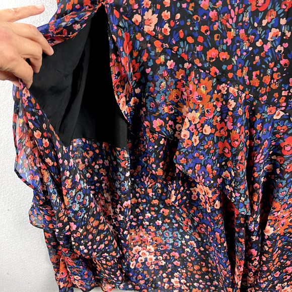 Fore Floral Chiffon Maxi Dress Women Large Halter Neck Smocked Romantic Flowy - Picture 5 of 16